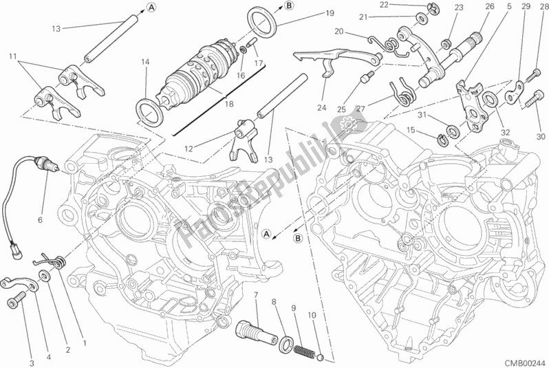 All parts for the Gear Change Mechanism of the Ducati Multistrada 1200 S Sport USA 2011